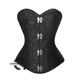 Black Brocade Seal Lock Steampunk Bustier Waist Training Burlesque Period Costume Overbust Corset